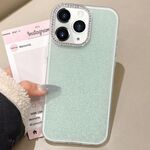 Per iPhone 11 Pro Max Custodia per telefono con copertura totale glitterata con cornice per fotocamera in strass incorporata (verde)