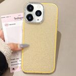 Per iPhone 11 Pro Max Custodia per telefono con copertura totale glitterata con cornice per fotocamera in strass incorporata (giallo)