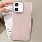 Per iPhone 11 Custodia per telefono con copertura totale glitterata con cornice per fotocamera in strass incorporata (rosa)
