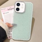 Per iPhone 11 Custodia per telefono con copertura totale glitterata con cornice per fotocamera in strass incorporata (verde)