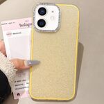 Per iPhone 11 Custodia per telefono con copertura totale glitterata con cornice per fotocamera in strass incorporata (giallo)