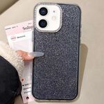 Per iPhone 11 Custodia per telefono con copertura totale glitterata con cornice per fotocamera in strass incorporata (nero)