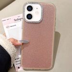 Per iPhone 11 Custodia per telefono con copertura totale glitterata con cornice per fotocamera in strass incorporata (marrone)