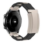 Cinturino per orologio in gomma in acciaio inossidabile con fibbia magnetica pieghevole da 22 mm (nero + luce stellare)