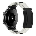 Cinturino per orologio in gomma in acciaio inossidabile con fibbia magnetica pieghevole da 22 mm (bianco + nero)