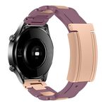 Cinturino per orologio in gomma con fibbia magnetica pieghevole da 22 mm in acciaio inossidabile (viola + oro rosa)
