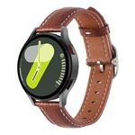 Cinturino per orologio in vera pelle con fibbia quadrata e trama Litchi da 20 mm (marrone)
