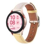 Cinturino per orologio in vera pelle con fibbia quadrata e trama Litchi da 20 mm (bianco + giallo)