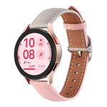 Cinturino per orologio in vera pelle con fibbia quadrata con trama litchi da 20 mm (grigio + rosa)