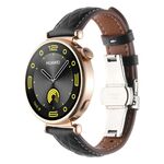 Cinturino per orologio in vera pelle con fibbia a farfalla e motivo a diamante da 18 mm (nero)
