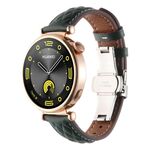 Cinturino per orologio in vera pelle con fibbia a farfalla e motivo a diamante da 18 mm (verde scuro)