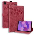 Per Lenovo Tab K10C / E10C Custodia per tablet in pelle goffrata con motivo Sakura Cat (rosso)