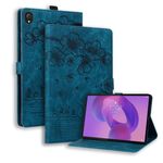 Per Lenovo Tab K10C / E10C Custodia per tablet in pelle goffrata con motivo Sakura Cat (blu)