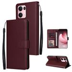 Per OPPO Reno13 Pro 5G Global 3-Card Slots Custodia multifunzionale in pelle per telefono (rosso vino)