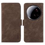 Per Xiaomi 15 Ultra ABEEL Custodia per telefono in pelle magnetica RFID smerigliata (marrone)