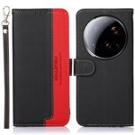 Custodia per telefono in pelle con texture Litchi KHAZNEH per Xiaomi 15 Ultra con protezione RFID (nera)
