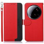 Custodia per telefono in pelle con texture Litchi KHAZNEH per Xiaomi 15 Ultra con protezione RFID (rossa)