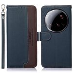 Custodia per telefono in pelle con texture Litchi KHAZNEH per Xiaomi 15 Ultra RFID (blu)