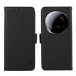 Custodia per telefono ABEEL con motivo Litchi magnetico laterale in pelle con protezione RFID per Xiaomi 15 Ultra (nera)