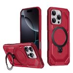 Per iPhone 16 Pro Max Custodia per telefono con supporto MagSafe satinato (rosso)
