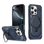 Per iPhone 16 Pro Max Custodia per telefono con supporto MagSafe satinato (blu)