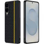 Per Samsung Galaxy S25 Edge 5G Custodia per telefono con stampa in fibra di carbonio (nero giallo)