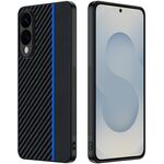 Per Samsung Galaxy S25 Edge 5G Custodia per telefono con stampa in fibra di carbonio (nero blu)