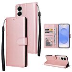 Per Samsung Galaxy S25 Edge 5G Custodia per telefono in pelle multifunzionale con 3 slot per schede (oro rosa)