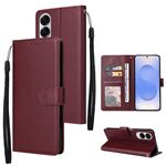 Per Samsung Galaxy S25 Edge 5G Custodia per telefono in pelle multifunzionale con 3 slot per schede (rosso vino)