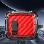 Per Samsung Galaxy Buds3 / Buds3 Pro Bumblebee Fiber Texture Custodia per auricolari con gancio e supporto (nero rosso)