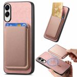 Per Samsung Galaxy S25 Edge 5G Retro Magsafe Card Bag PU Cover posteriore Custodia per telefono (rosa)