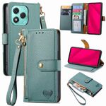 Custodia in pelle con laccetto Love Zipper per Honor 400 Lite (verde)