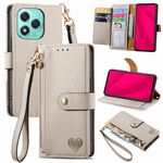 Custodia in pelle con laccetto Love Zipper per Honor 400 Lite (grigio)