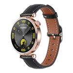 Cinturino per orologio in vera pelle con fibbia quadrata e trama Litchi da 18 mm (nero)