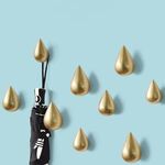Creativo Gocce d'acqua Ganci da parete Decorazione della casa Resina Murale 3D Appendiabiti Ganci singoli Appendiabiti da parete, Dimensioni: Taglia piccola (Oro)