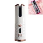 Arricciacapelli automatico con ricarica USB Mini ferro arricciacapelli multifunzione wireless portatile con display LCD (bianco)