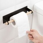 Porta carta da cucina non perforato Porta rotolo di carta Porta carta igienica Porta asciugamani da bagno (nero)