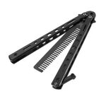 Salon Stainless Steel Practice Comb Practice Knife (Uncut) Butterfly Comb (nero)