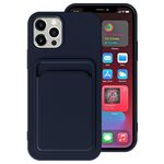 Per iPhone 11 Pro Custodia antiurto in TPU + fodera in flanella con slot per schede (blu)