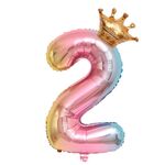 Palloncino digitale con corona di colore sfumato da 32 pollici Palloncino con pellicola per decorazione compleanno per bambini (Numero 2)
