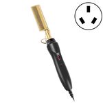 Pettine multifunzionale per capelli ricci asciutto e bagnato a doppio uso pettine lisciante elettrico con spina AU (dorato)