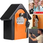 Cassetta di sicurezza per armadietto a muro con password a forma di capanna, cassetta di sicurezza, con 1 chiave (arancione)