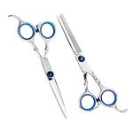Kit di forbici da taglio piatte per parrucchiere, 2 pezzi/set per taglio professionale dei capelli (blu)