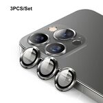 Per iPhone 13 Pro ENKAY Hat-Prince Lega di alluminio + Vetro temperato Copriobiettivo per fotocamera Anello per pellicola / 13 Pro Max (Grafite)
