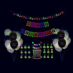 43 in 1 decorazioni fluorescenti di partito fluorescenti lettere fluorescenti di compleanno tiro flag torta inserto palloncino