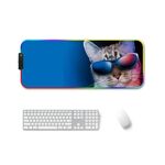 250x350x3mm F-01 Transfer termico in gomma RGB Luminoso Pad Mouse antiscivolo (occhiali gatto)