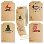 LG-210720-7050-008 Albero di Natale Kraft Carta Adesivo Decorazione vacanze Decorazione Autoadesiva Tag del regalo, Dimensioni: 75x50mm (Colore cowidide)