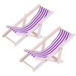 2 pz 1:12 Beach Lounge Chair Simulation Model Outdoor Beach Scene Scena di tiro Puntelli possono essere piegati (viola)