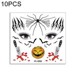 10 PZ Adesivi per il trasferimento dell'acqua Bambini Cartoon Cartoon Halloween Adesivi per tatuaggi divertenti Decorazione horror Adesivi volti (FK-008)