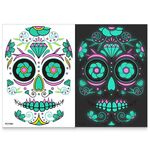 Adesivo per il viso con adesivi per tatuaggi divertenti luminosi bicolore di Halloween (FCY-001)
